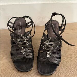 Via Spiga Black Embellished Sandals